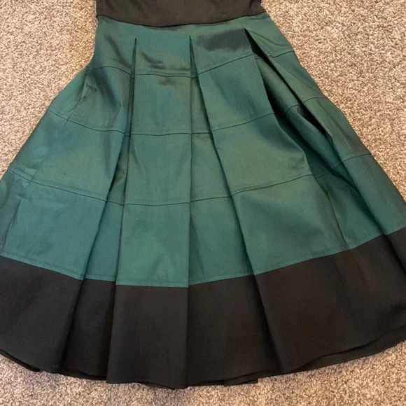 OC by Oleg Cassini Dark Green Black Spaghetti Strap Dress Sz 4 Lined Sequined - Picture 8 of 16